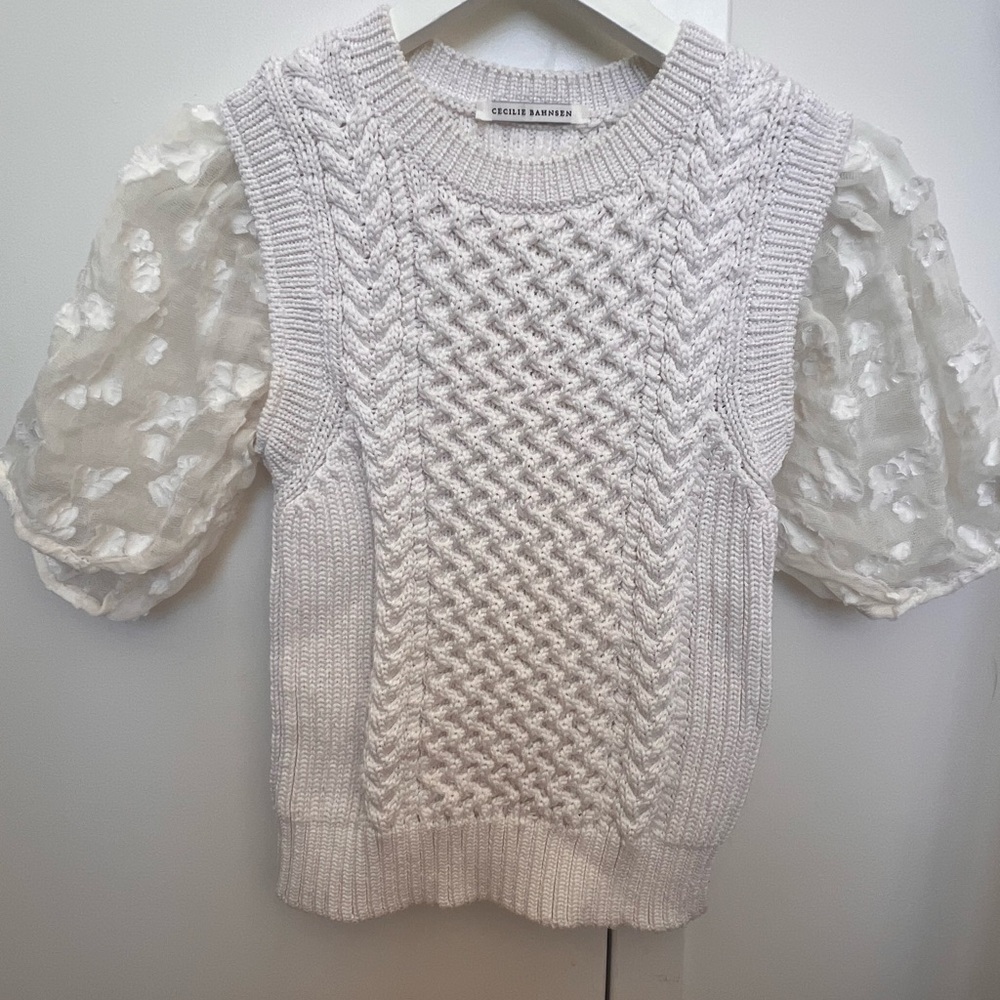 Cecilie Bahnsen Faye Organza-detailed Knit Top S - Picture 4 of 10